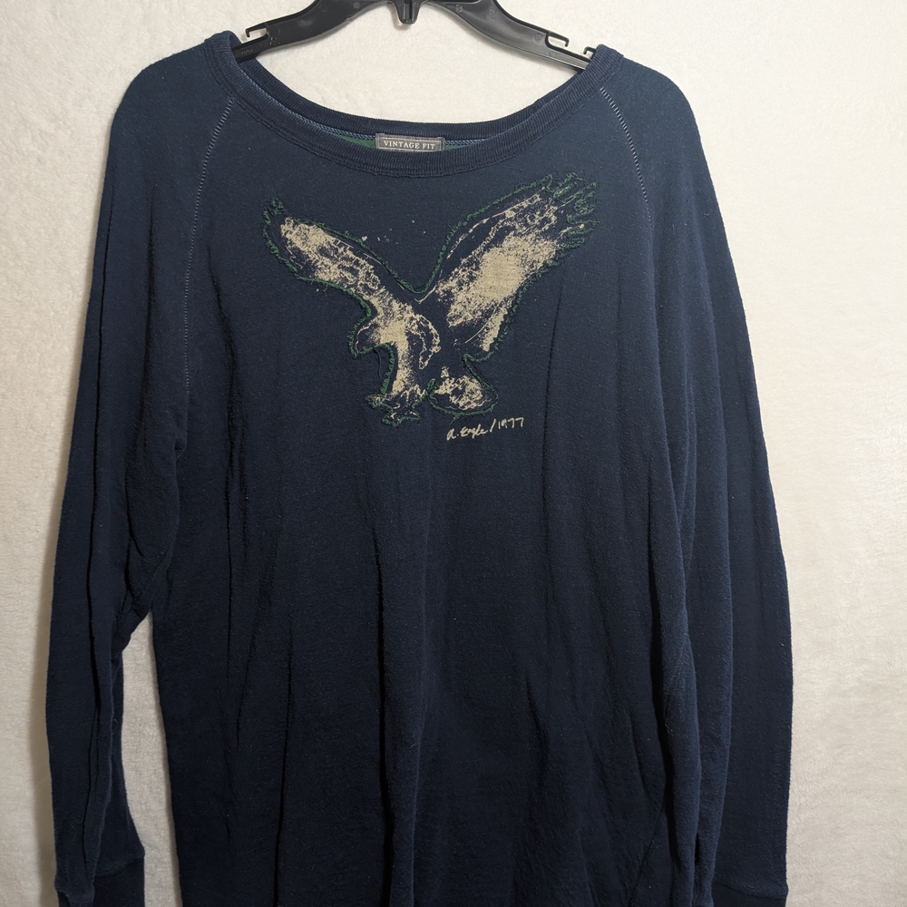 Navy Blue Sweater with Eagle Design